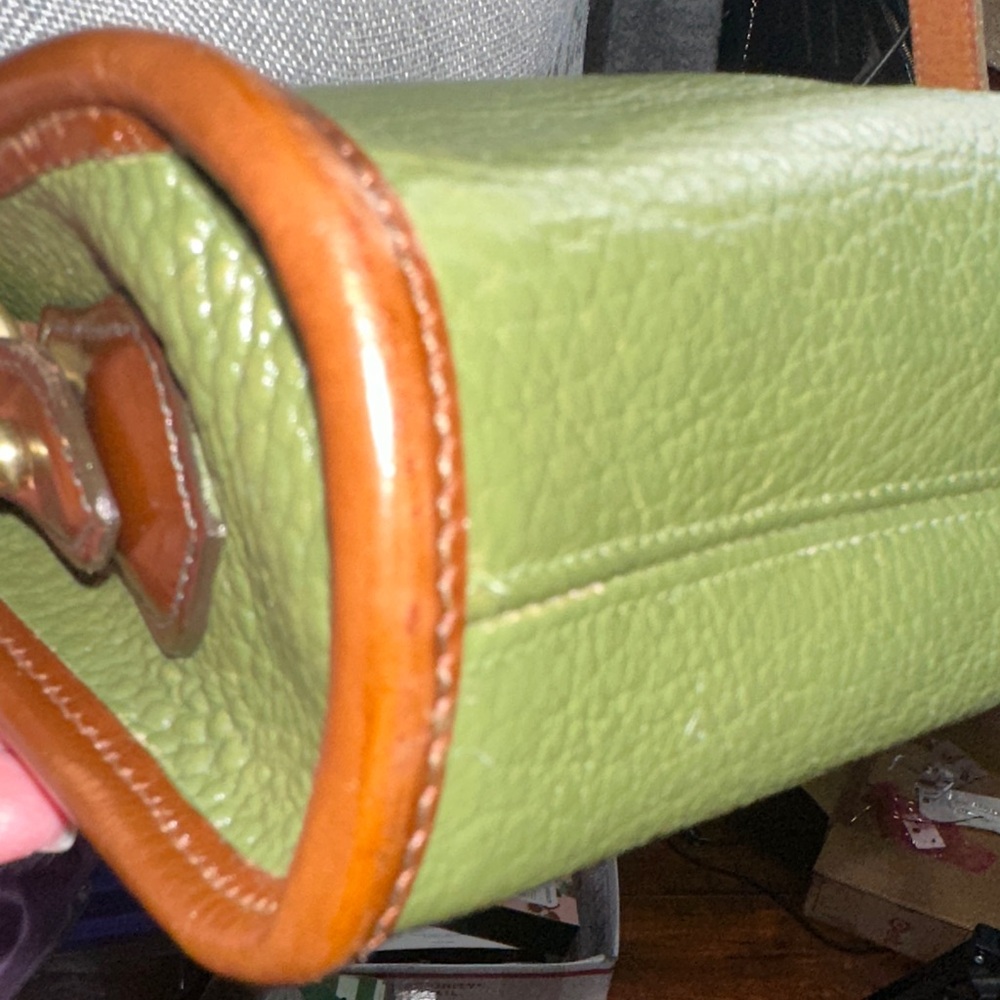 Dooney & Bourke Green and Tan Leather Crossbody Bag - Picture 4 of 15